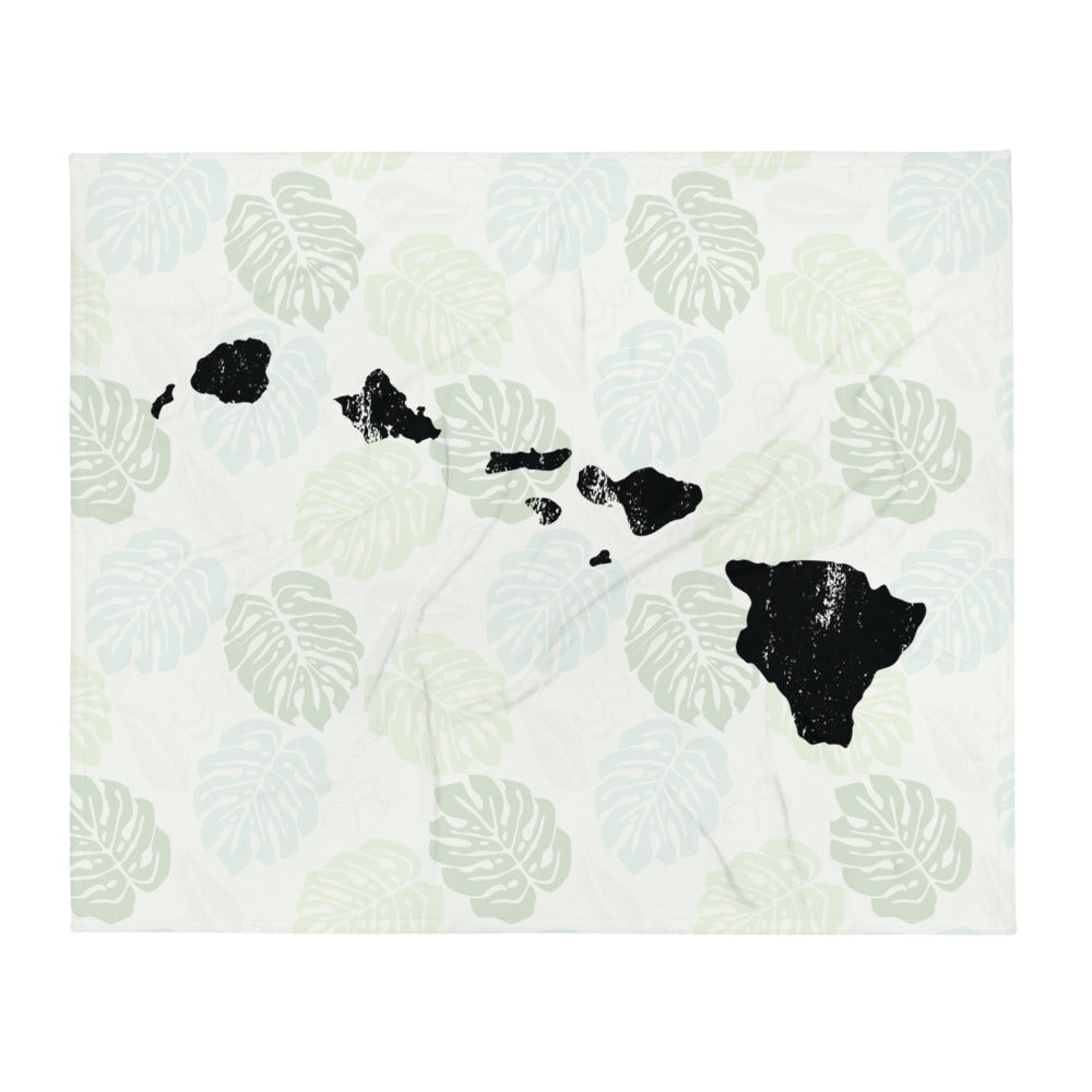 Hawaiian Islands Retro Monstera Throw Blanket – Hawaii Guide