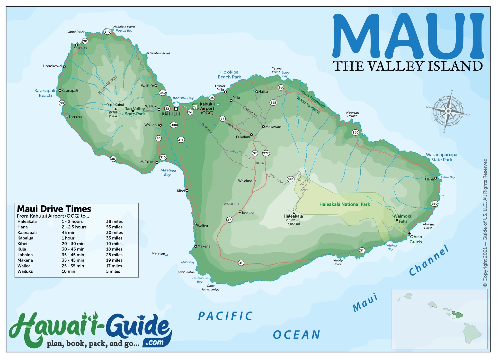Maui Map Vector 2026 Maui Travel Maps + Summary Guidesheet (Digital) – Hawaii Guide