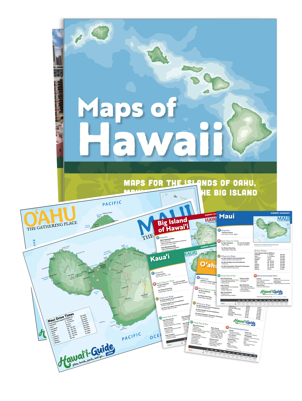 2024 Hawaii Travel Maps + Guidesheets Bundle